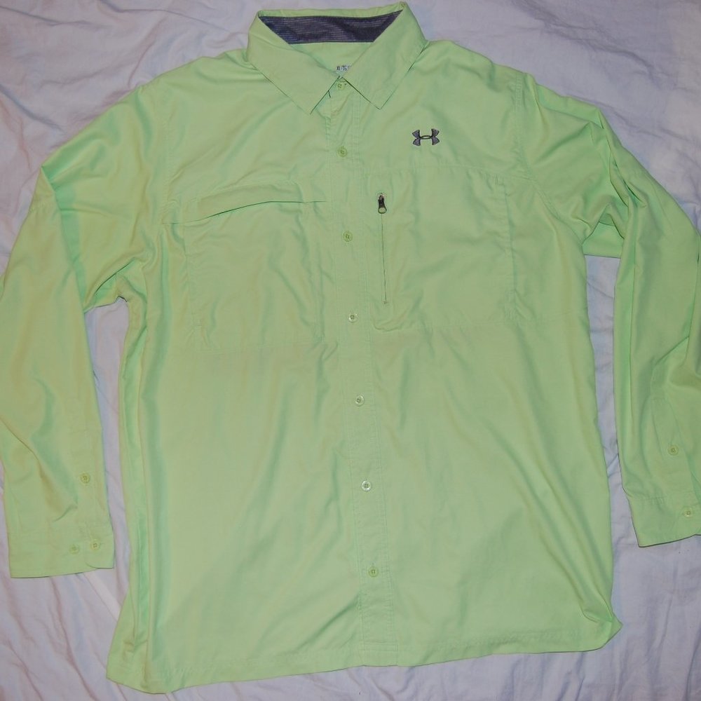 Under Armour Men’s Light Neon Green Long Sleeve Button-Down Shirt
